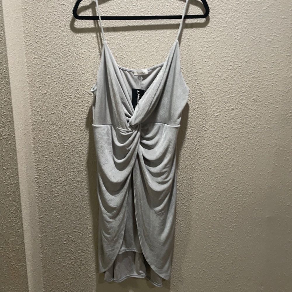 Plus Size Silver Wrap Mini Dress